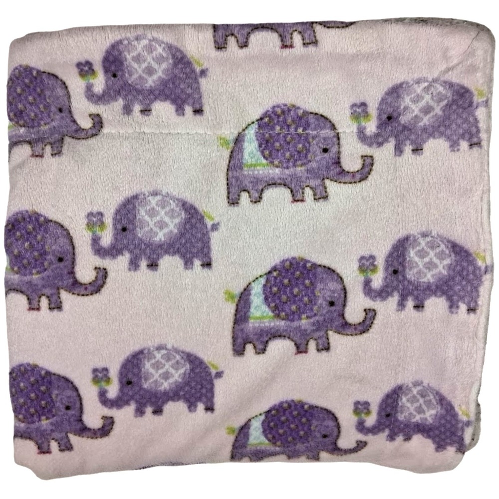 SL Home Fashions Purple Elephant Baby Blanket Pink Beige Sherpa 30x40 Rn 119741